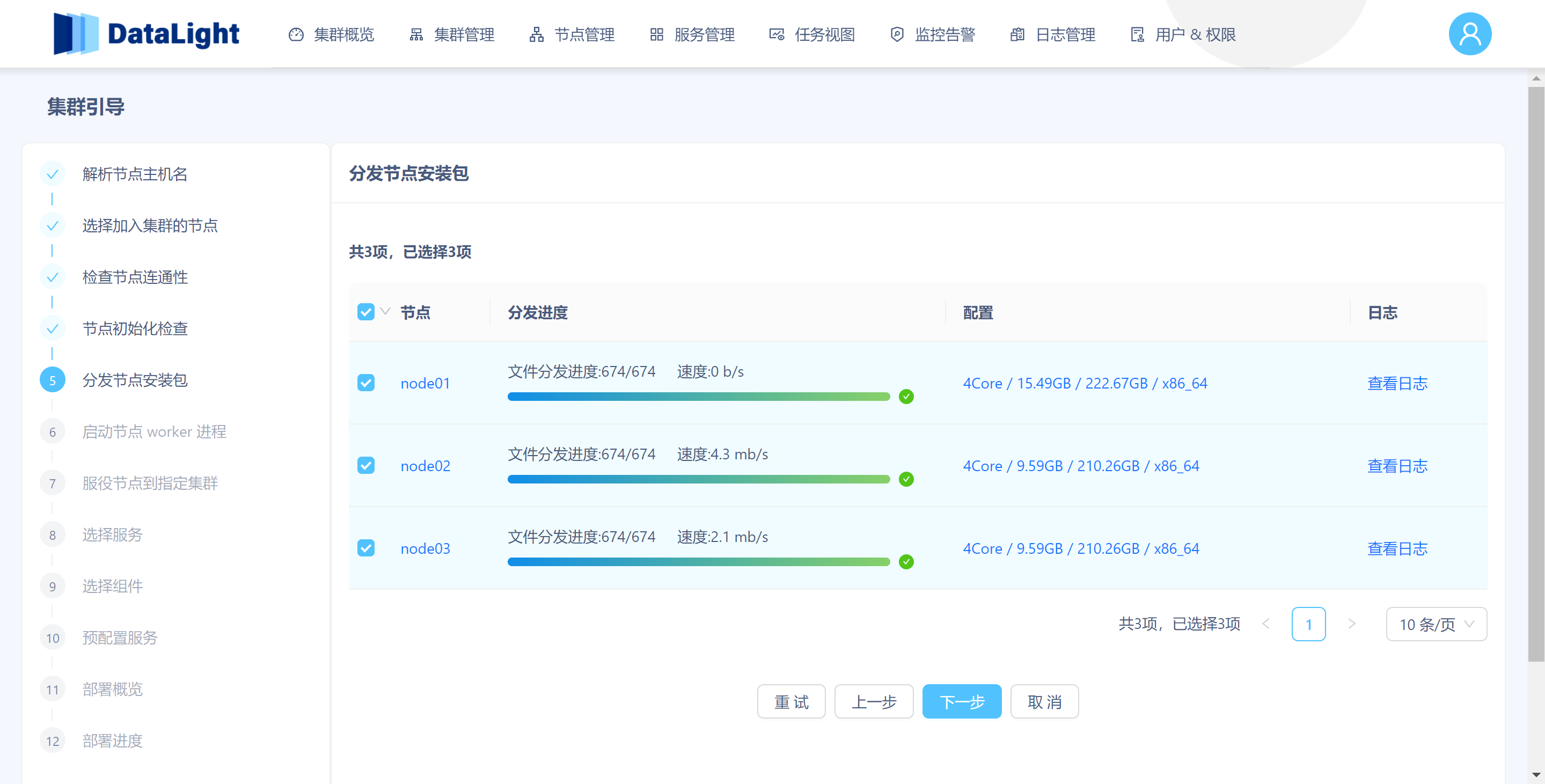 分发部署包完毕